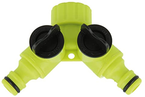 Amig - Conector para Manguera Doble - Regulable con Válvula de 2 Vías y 2 Interruptores Individuales - Plástico ABS Resistente - Fácil Conexión y Uso - Color Verde Pistacho