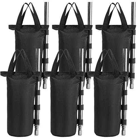 YELAIYEHAO Borsa per pesi resistente a doppia cucitura, per gambe pop-up, tenda a baldacchino, borsa per piedi ponderati, borsa per sabbia da esterno, colore nero (6 pezzi, rotonde, 19,8 x 50,8 cm,