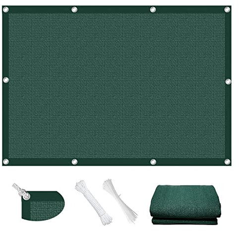 Voile d'ombrage, Tissus Respirant 3 x 9 m Respirant Perméable bâche D'ombrage avec Serre-Cables pour Jardin Extérieur Terrass, Vert Foncé