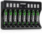 BATZONE Smart Battery Charger with 8 x AAA Batteries, Intelligent LCD Screen Battery Charger, for NI-MH/NI-CD Batteries, 8 Bays Individually Black Charger for AA AAA Rechargeable Batteries