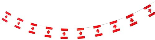 Lot de 40 Drapeaux du Canada - Guirlande 11,4 m - Drapeau National 14 x 21 cm - Pour Décorations de Bar de Jardin