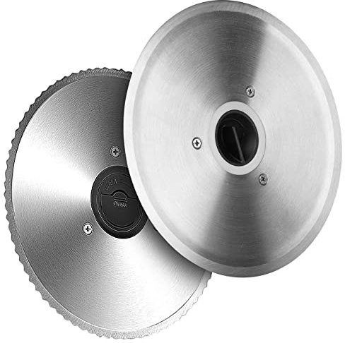 Rosenstein & Söhne Zubehör zu Allesschneider Edelstahl: 2er-Set Ersatzklingen für Allesschneider ASM-100, Versandrückläufer (Brotmaschine, Profi, Schlitten)