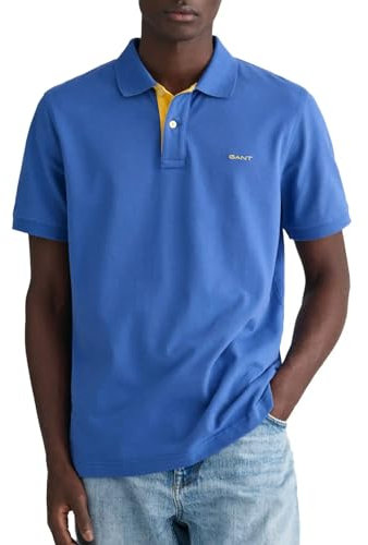 GANT Herren REG Contrast Pique SS Rugger, Rich Blue, S