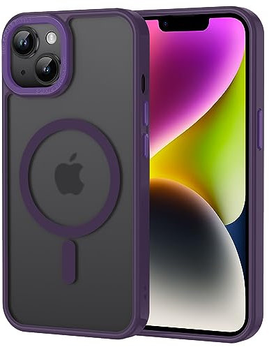 XTCASE für iPhone 14 Hülle Magnetisch kompatibel mit Magsafe, Matt Transluzente Handyhülle für iPhone 14 Kratzfeste PC Rückseite + TPU Bumper - Lila