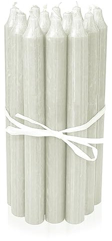 LUMELY dänische Premium Stabkerzen Elfenbein, 12er Pack, Höhe 18cm, Ø 2,2cm, Brenndauer ca. 8 Stunden, zylindrische Leuchterkerzen, Deko Kerzen Set, Kerzen Skandinavisch