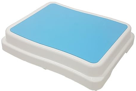 FabaCare Badewanneneinstiegshilfe, Badestufen, Einstiegshilfe, Toilettenhocker, Tritthilfe, rutschfeste Badewannentreppe, Hilfsmittel für das Badzimmer, antirutsch Gummifüße, weiß-blau, stapelbar