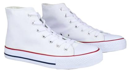 Zapatilla De Lona Blancas con Cordón para Hombres. Zapatillas Canvas de Lona Adulto Hombre | Zapatillas caña Alta Hombre (40)