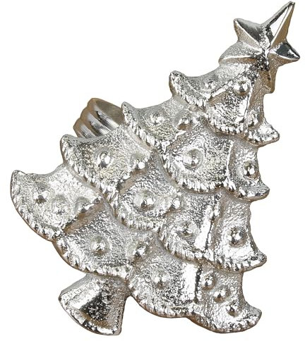 MACOSA WV53325_x6 Serviettenringe Weihnachtsbaum 6er Set Metall Silber Weihnachten Festliche Tischdekoration Servietten-Halter Christbaum Tanne Tischset Tisch-Dekoration Accessoire
