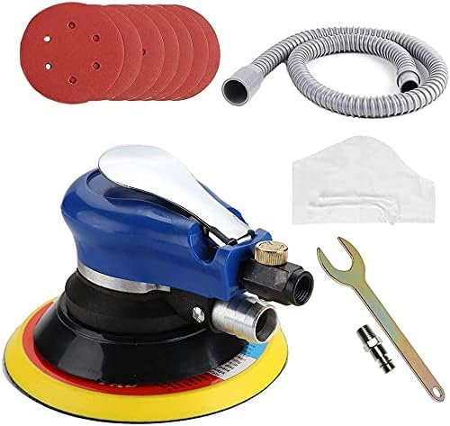 6 Inch Air Sander, Random Orbital Wheel Sander, Pneumatic Palm Polisher Grinding Machine Kit with 7pcs Sandpaper for Polishing Metal Wood Auto Body Wax