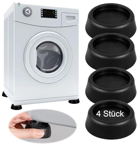 Pack of 4 Round Furniture Coasters, Universal Vibration Damper and Vibration Damper for Washing Machine, Non-Slip Pads for Furniture Castors, Pads, Furniture Silicone for Hardwood Floors, Furniture