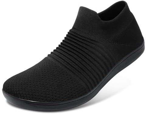Hommes Femme Sneakers Barefoot Minimalistes Chaussures Pieds Nus Marche Légère et Sneaker,Tout Noir,39 EU