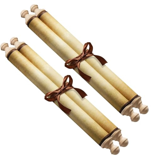 Makevivi 2 Stück Blanko-Schriftrollen-Papier Mit Holzstäben, Für Ungezogen-Oder-Brav-Liste, Schreiben, Hochzeitsgelübde, Einladung, Liebesbrief, Cosplay-Requisite, Renaissance, (stil 1), 18 X 80 Cm