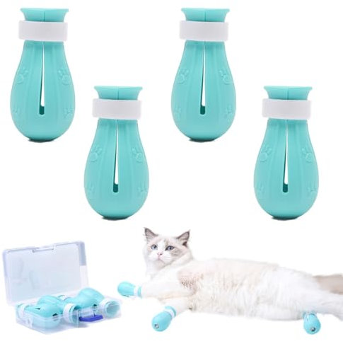 LSTCPGLAI 4Pcs Cat Claw Covers - Anti-scratch Boots, Adjustable Cat Paw Protector, Suitable for Bathing, Manicure