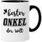 Onkel Tasse mit Spruch Bester ONKEL der Welt, Geburtstag Vatertag Weihnachtsgeschenke für Du Wirst Onkel von Neffen Nichten, Weihnachten Geschenk Kaffeetasse (Schwarz für Onkel)