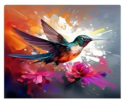 Malen Nach Zahlen Erwachsene Kolibri,DIY Tier Anfänger Anfänger Handbemalt Leinwand 4 Pinsel Set,Paint by Numbers Adult Natur Bastelset