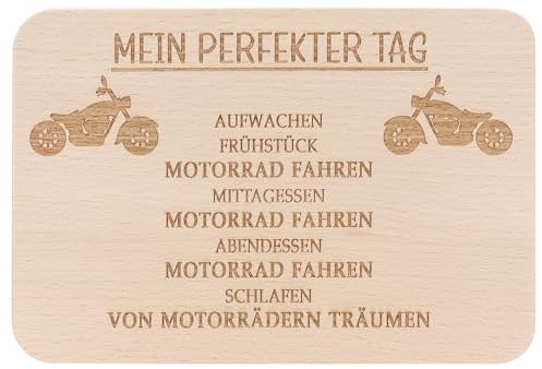 Spruchreif · Frühstücksbrettchen Motorrad · Brotzeitbrett mit Gravur · Geschenke für Motorradfahrer · Geschenk Motorrad