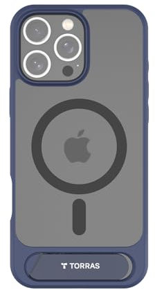 TORRAS für iPhone 16 Pro Max Hülle für MagSafe mit Titan Flügelständer Zertifizierte Magnetkraft Militärschutz Handyhülle iPhone 16 Pro Max Case Stoßfest Kratzfest Hardcase Handy Hülle Matt Blau