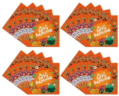 Halloween-Servietten aus Papier, Servietten Halloween | Hexenschädel-Design-Halloween-Serviette | Umweltfreundliche Mehrzweck-Servietten mit Totenkopf, gruseliger Fledermaus und für