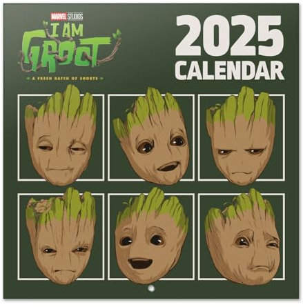 Grupo Erik Kalender 2025 Marvel, I am Groot - Broschürenkalender 2025 30x30 cm - Fsc-gecertificeerde wandkalender - Wandkalender 12 Maanden + poster