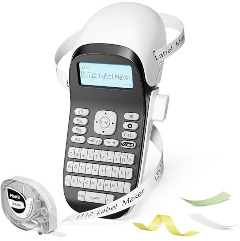 Phomemo LT12 Bluetooth Beschriftungsgerät Handgerät Etikettendrucker Tragbarer Etikettiergerät QWERTZ Deutsche Tastatur & Einfache Textbearbeitung, Ideal fürs Büro oder zu Hause - Schwarz