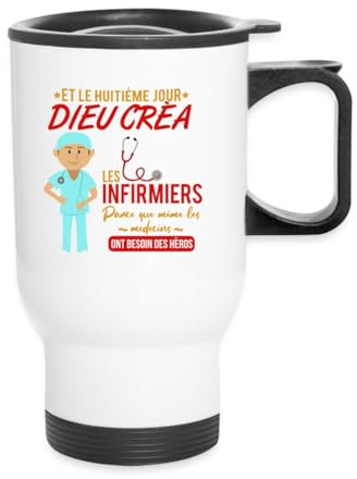 Spreadshirt Infirmier shirt • Hero • Infirmier Cadeau Mug isotherme avec poignée, taille unique, blanc