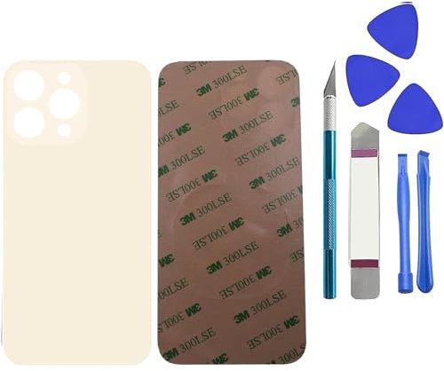 Dakexiong 13 Pro - Repuesto de Vidrio Trasero para iPhone 13 Pro con Kit de Herramientas Repar y Adhesivo preinstalado (Dorado)