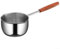 babominimer Stainless Steel Frying Pan with Extended Wooden Handle, Small Flat Bottom Skillet for Cooking, Mini Sauce Pan, Compact Oil Pan for Single Serving, Induction Compatible(300ml)