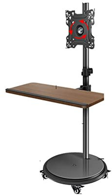 DRFGNF Universal TV Stand, Mobile Floor TV Stand - with Keyboard Tray TV Computer Monitor Horizontal and Vertical Rotating Bracket Floor Mobile Cart Live Video Business Meeting Rack, VESA 200x200mm