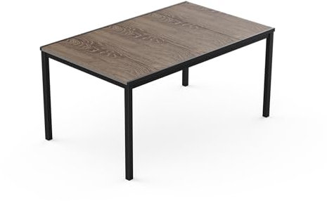 Keter Porto Esstisch für den Außenbereich, für Garten und Terrasse, 160 x 95 x 75 cm, geeignet für 6 Personen, Tischplatte in Holzoptik, Gestell aus Metall, Graphit