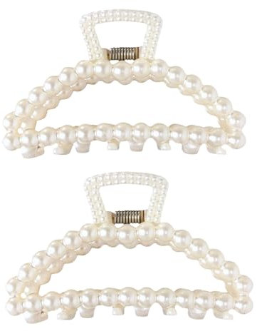 Lot de 2 grandes pincettes à cheveux blanches pour cheveux épais - Pincettes fines et synthétiques - Neutre grande mâchoire