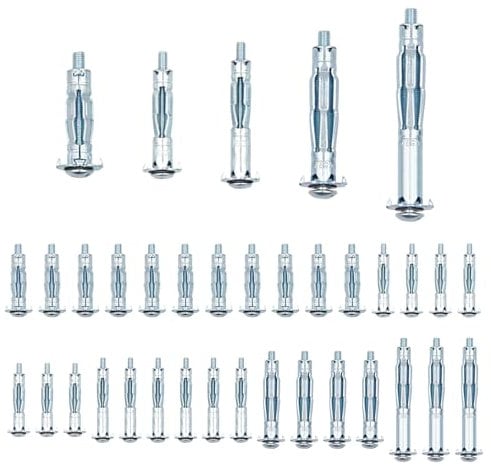 36Pcs Heavy Duty Hollow Wall Fixings Anchor, M4 x 46mm/38mm and M5 x 65mm/52mm/37mm Plasterboard Fixings Screws for Plasterboard, Drywall, Brick, Wood, Thin Metal, Concrete, Masonry