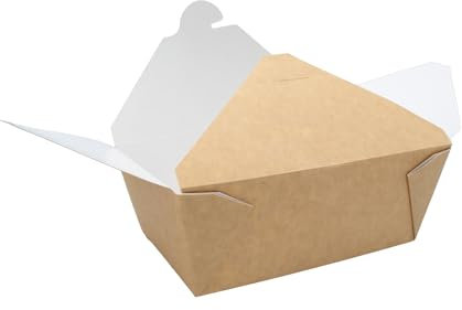 NATURA DENTRO - ECOPACKAGING Contenitore Alimenti Kraft, pz.50, Coperchio Richiudibile, Monoporzione, Biodegradabile, Fingerfood, Take Away| 153x121x66 mm