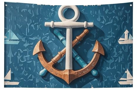 Art Decor Marine Anker Muster Flagge mit vier Löchern Wanddekoration Banner Wandflagge für Schlafsaal Bar Outdoor Party Flaggen 60 x 90 cm