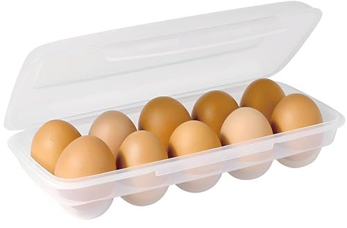 Huevera Transparente con Tapa para 10 Huevos, Bandeja Porta Huevos Apilable sin BPA, Organizador de Huevos de Plástico para Nevera, Contenedor Resistente para Conservar Frescos y Ordenados