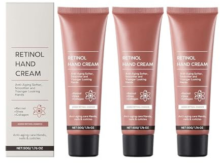 Retinol Hand Cream, Retinol Handcreme Intense mit Kollagen, Leichte Anti-Aging-Hand-Feuchtigkeitscreme für Handfalten, 24H Feuchtigkeit für straffe & jugendliche Hände, Protect Skin & Nails (3)