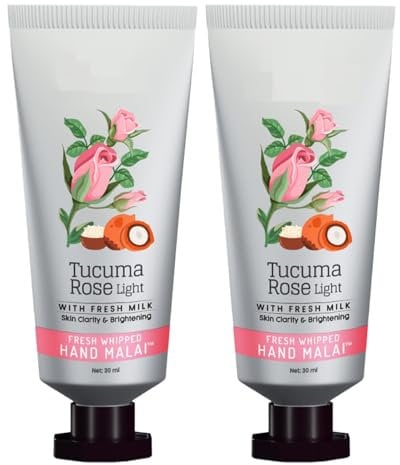 Tucuma Rose Light Hand Cream | Fresh Whipped Hand Malai with Shea Butter | Hand Moisturizer for Men & Women | Brightening, Clarity & Softness | Chemical-Free | 30ml Each (Pack of 2)