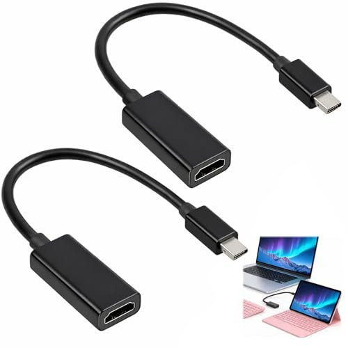 JinRuiCPeng 2 Stück 4k Mini Displayport Auf HDMI Adapter, Mini Dp Auf HDMI Adapter Konverter Für TV, Monitor Und Beamer, Schwarz, Displayport Adapter, Display Port