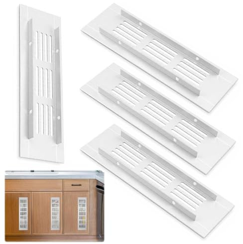 UYVPAER 4 Piezas Rejilla Ventilación Aluminio Grilla De Ventilación Rectangular Blanco 50X150Mm Para Armario Cocina