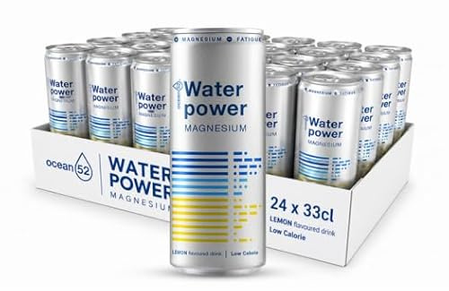 Eau Minérale Naturelle - Water Power by Ocean52 – 24 Canettes 33cl. Eau Minérale Naturelle au Citron et au Magnésium - Pack 24 unités x33cl. Eau minérale en canette. Natural mineral water. Sans BPA