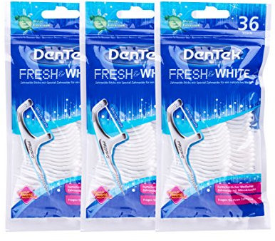 3x DenTek Fresh & White Zahnseidesticks