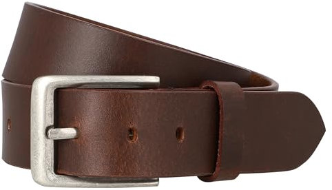 Gusti Gürtel Leder - Kara schlichter Ledergürtel mit silberner Schnalle Anzug Gürtel Herren Braun Leder (95)