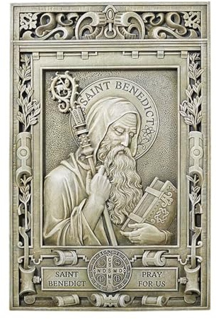 Saint Benedict Garden Wall Plaque, 15 Inch