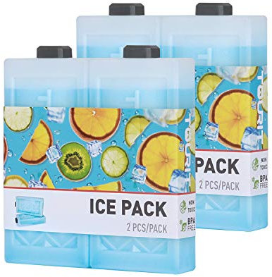 TOURIT Reusable Ice Packs for Coolers Long Lasting Freezer Packs Space Saving Ice Blocks for Lunch Bags/Boxes, Cooler Backpack, Camping, Beach, Picnics, Fishing and More(Set of 4)