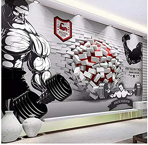 Fotomural 3D Fondo roto estéreo Gimnasio de pared Murales modernos Graffiti Fondos de pantalla Papel tapiz no tejido Papel tapiz 3D Decoración-200cm×140cm