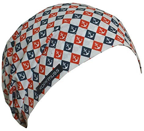 Kopfmuss - Damen Leichte Sommermütze KoS1148 - M, Anker Weiß/Navy/Rot