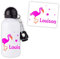 Gourde ou bouteille enfant - Personnalisable avec prénom - 500mL (Flamant rose 2)
