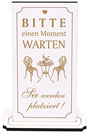 Bitte warten, Sie werden platziert - Deko Aufsteller Graviert Schild zum Hinstellen Tischaufsteller 10x20cm | Dekolando