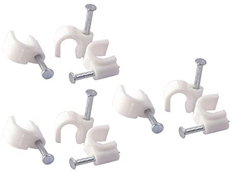6 Pezzi Da 22mm Di Fermacavo con Chiodo, Graffette Clip per Cavi, Fermacavi Muro Rotondo, Tante Altre Misure Disponibili