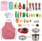 Locisne Juego de 42 juegos de cocina para niños, mini juegos de juguetes de comida coloridos, juego de cocina y horneado con ollas y sartenes de acero inoxidable, delantal y sombrero de chef