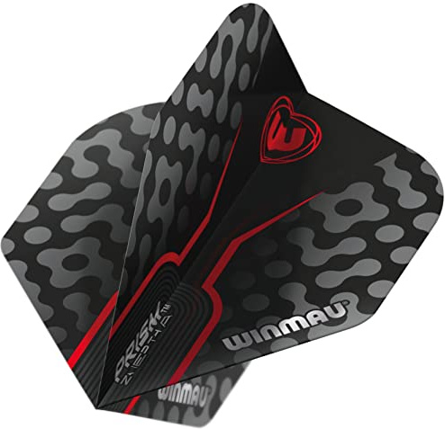 WINMAU Prism Zeta Black, Grey & Red Extra Thick Dart Flights - 1 Set per Pack (3 Flights in total)